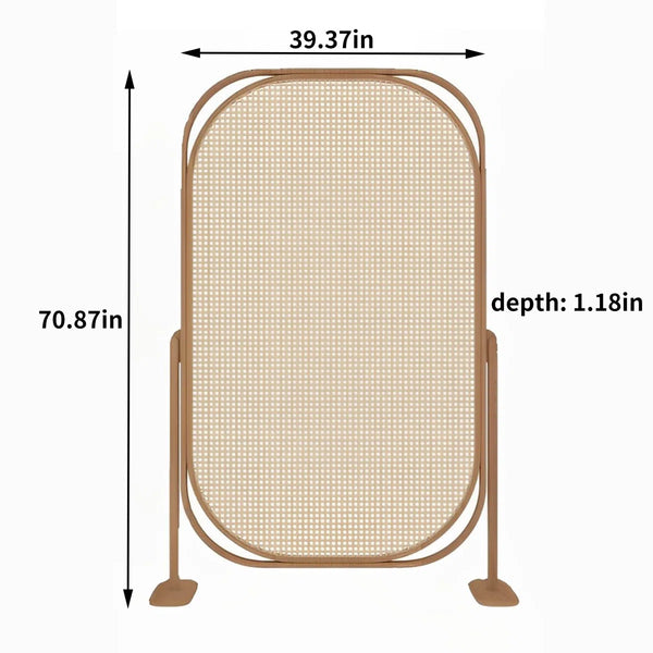 Christionna Folding Wood and Rattan Room Divider   Wooden Bazar