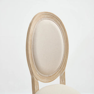 Classic Louis-Style Carved Dining Chair with Cotton Linen Upholstery, Set of 2  Wooden Bazar