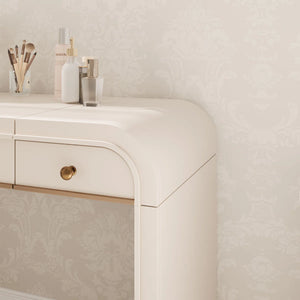 Classic Makeup Vanity With Flip Mirror And 2 Drawers,Makeup Desk With Hidden Storage Space  Wooden Bazar
