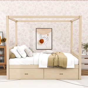 Saim Canopy Day Bed with 2 Drawers - Wooden bazar