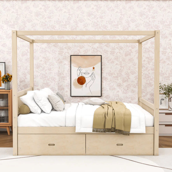 Saim Canopy Day Bed with 2 Drawers - Wooden bazar