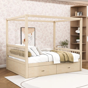 Saim Canopy Day Bed with 2 Drawers - Wooden bazar