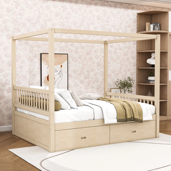 Saim Canopy Day Bed with 2 Drawers - Wooden bazar