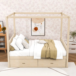 Saim Canopy Day Bed with 2 Drawers - Wooden bazar