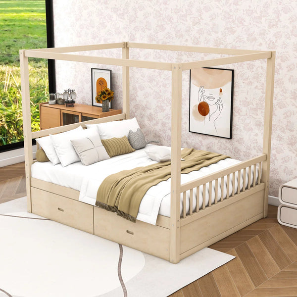Saim Canopy Day Bed with 2 Drawers - Wooden bazar