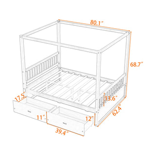 Saim Canopy Day Bed with 2 Drawers - Wooden bazar