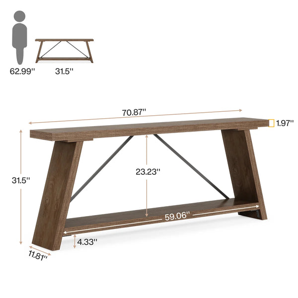 Clavel Long Console Table for Entryway, Hallway & Living Room  Wooden Bazar