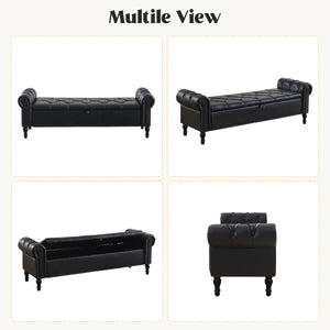 Pirox Faux Leather Upholstered storage Bench - Wooden Bazar