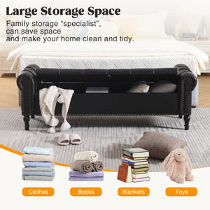 Pirox Faux Leather Upholstered storage Bench - Wooden Bazar