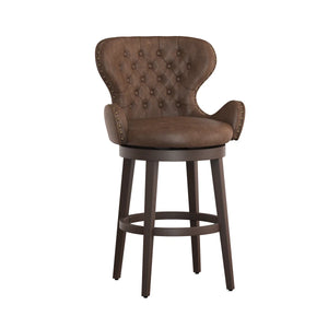 Colberta Swivel Upholstered Counter Stool  Wooden Bazar