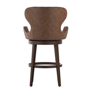 Colberta Swivel Upholstered Counter Stool  Wooden Bazar