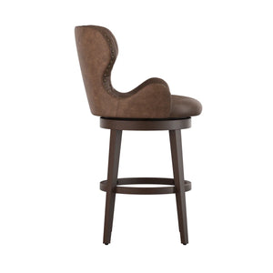 Colberta Swivel Upholstered Counter Stool  Wooden Bazar
