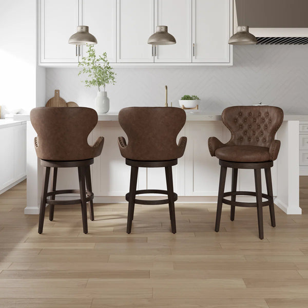 Colberta Swivel Upholstered Counter Stool  Wooden Bazar