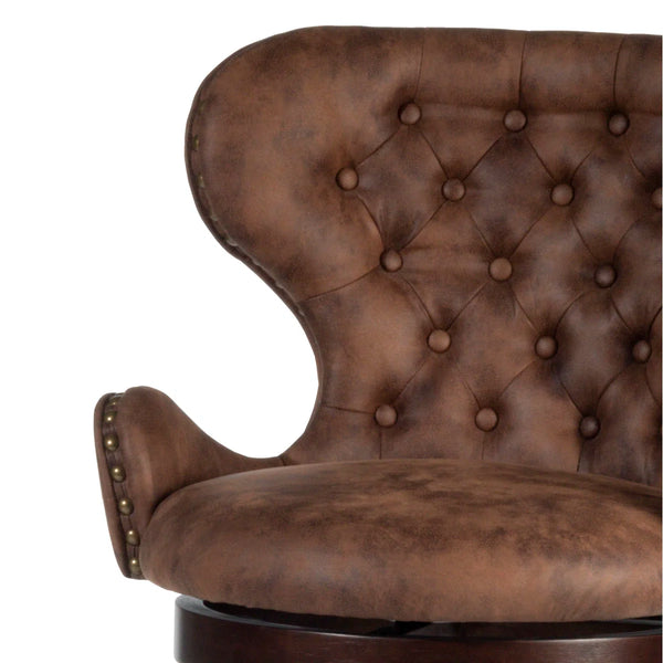 Colberta Swivel Upholstered Counter Stool  Wooden Bazar