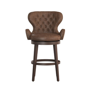 Colberta Swivel Upholstered Counter Stool  Wooden Bazar