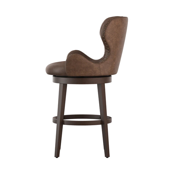 Colberta Swivel Upholstered Counter Stool  Wooden Bazar