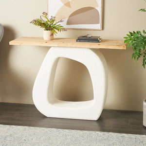 Cole & Grey O-Shaped Wooden Console Table with Light Brown Top for Entryway & Living Room  Wooden Bazar