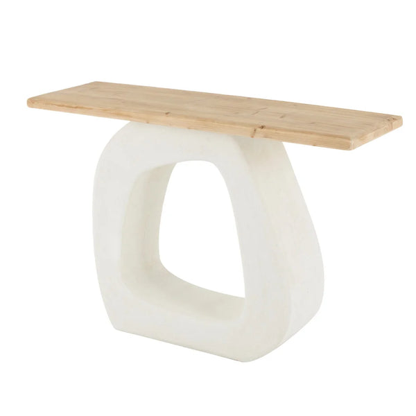 Cole & Grey O-Shaped Wooden Console Table with Light Brown Top for Entryway & Living Room  Wooden Bazar