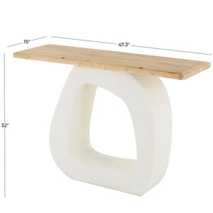 Cole & Grey O-Shaped Wooden Console Table with Light Brown Top for Entryway & Living Room  Wooden Bazar