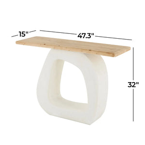 Cole & Grey O-Shaped Wooden Console Table with Light Brown Top for Entryway & Living Room  Wooden Bazar
