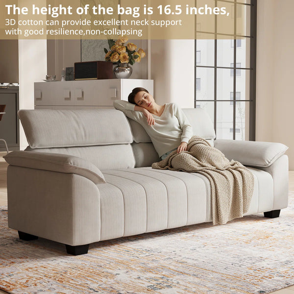 Ratangiri Comfy Deep Seat Sofa Couch Modern 3-Seater for Living Room
