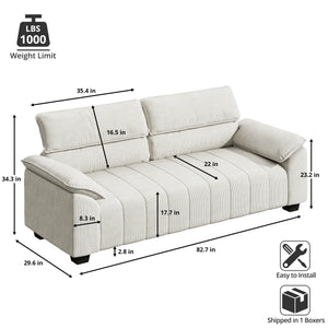 Ratangiri Comfy Deep Seat Sofa Couch Modern 3-Seater for Living Room