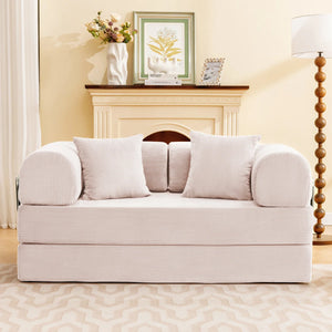 Corduroy Foldable Sofa Bed with High-Rebound Density Sponge  Wooden Bazar