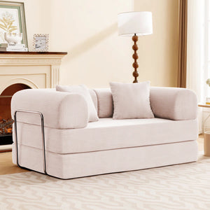 Corduroy Foldable Sofa Bed with High-Rebound Density Sponge  Wooden Bazar