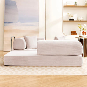 Corduroy Foldable Sofa Bed with High-Rebound Density Sponge  Wooden Bazar