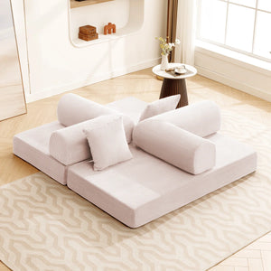 Corduroy Foldable Sofa Bed with High-Rebound Density Sponge  Wooden Bazar