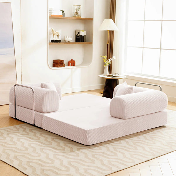 Corduroy Foldable Sofa Bed with High-Rebound Density Sponge  Wooden Bazar