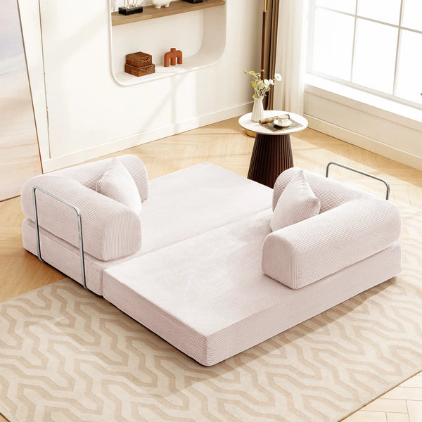 Corduroy Foldable Sofa Bed with High-Rebound Density Sponge  Wooden Bazar