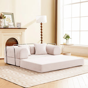Corduroy Foldable Sofa Bed with High-Rebound Density Sponge  Wooden Bazar