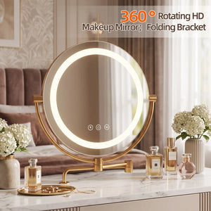 White Corner Dressing Vanity Set with Folding LED Mirror, Storage & Cushioned Stool   Wooden Bazar