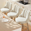 Counter Height Bar Stools,Swivel Bar Stools with Backs,Barstools Set of 3,26'' Solid Wood Legs,Thick Seat Upholstered Linen Fabric Counter Height Stools in Sand  Wooden bazar