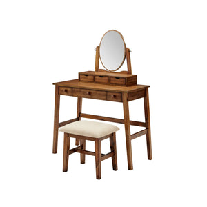 Crosstown Makeup Vanity Set with Stool  Wooden Bazar