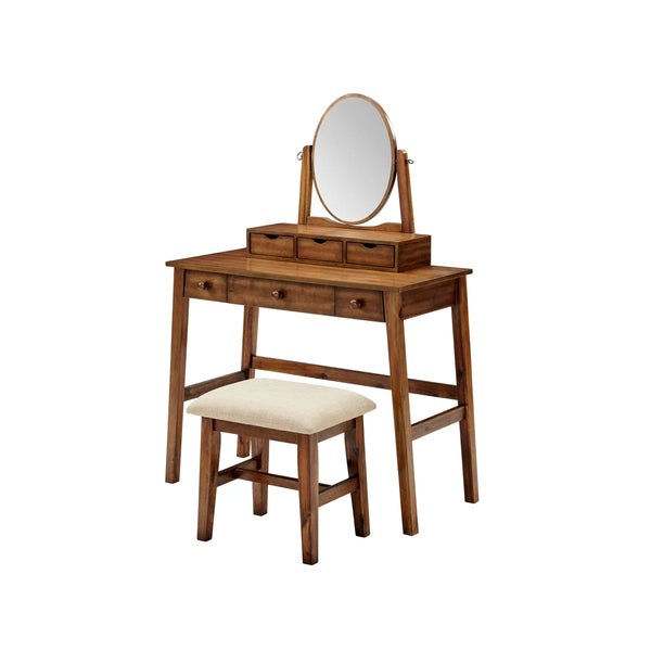 Crosstown Makeup Vanity Set with Stool  Wooden Bazar
