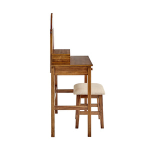 Crosstown Makeup Vanity Set with Stool  Wooden Bazar