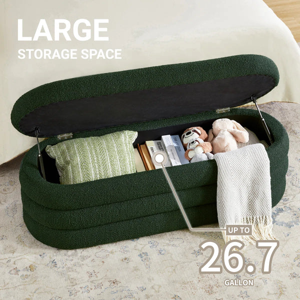 Efel  Polyester Upholstered Storage Bench - Wooden Bazar