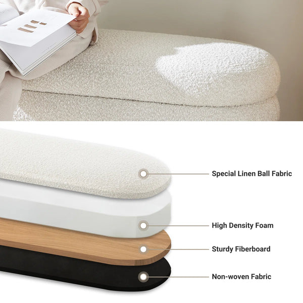 Efel  Polyester Upholstered Storage Bench - Wooden Bazar