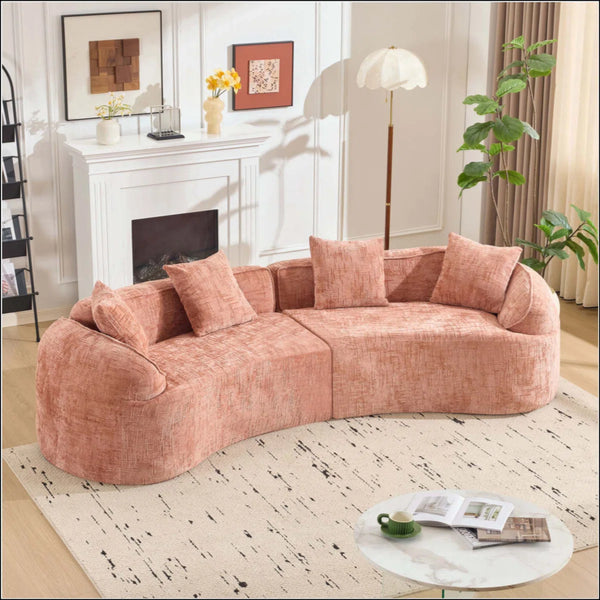 Curved Compressed Sofa, Creative Nordic-Style Design For Living Room, Comfortable, Soft And Suitable For Multiple Scenarios  Wooden Bazar