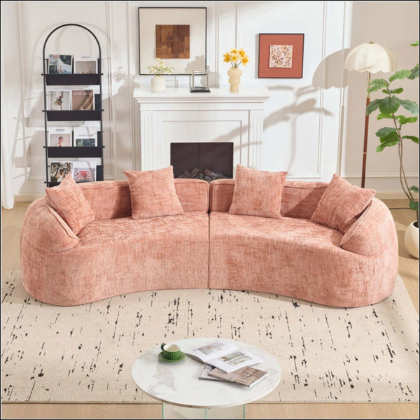 Curved Compressed Sofa, Creative Nordic-Style Design For Living Room, Comfortable, Soft And Suitable For Multiple Scenarios  Wooden Bazar