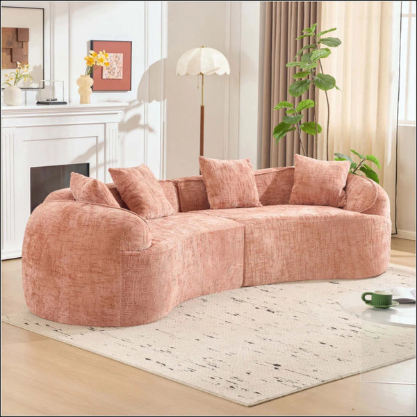 Curved Compressed Sofa, Creative Nordic-Style Design For Living Room, Comfortable, Soft And Suitable For Multiple Scenarios  Wooden Bazar