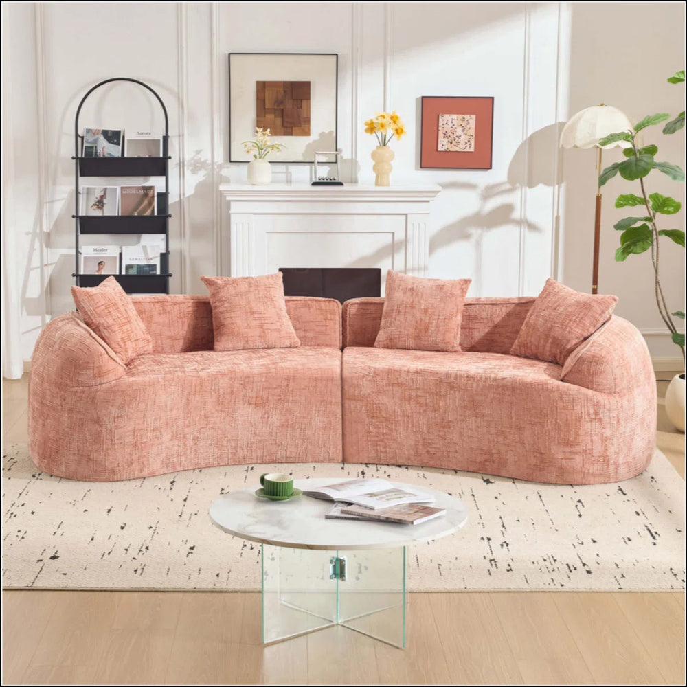 Curved Compressed Sofa, Creative Nordic-Style Design For Living Room, Comfortable, Soft And Suitable For Multiple Scenarios  Wooden Bazar