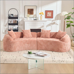 Curved Compressed Sofa, Creative Nordic-Style Design For Living Room, Comfortable, Soft And Suitable For Multiple Scenarios  Wooden Bazar