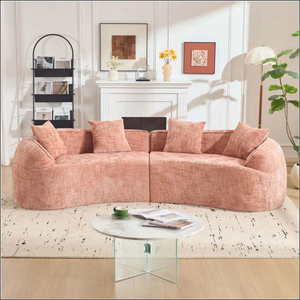 Curved Compressed Sofa, Creative Nordic-Style Design For Living Room, Comfortable, Soft And Suitable For Multiple Scenarios  Wooden Bazar