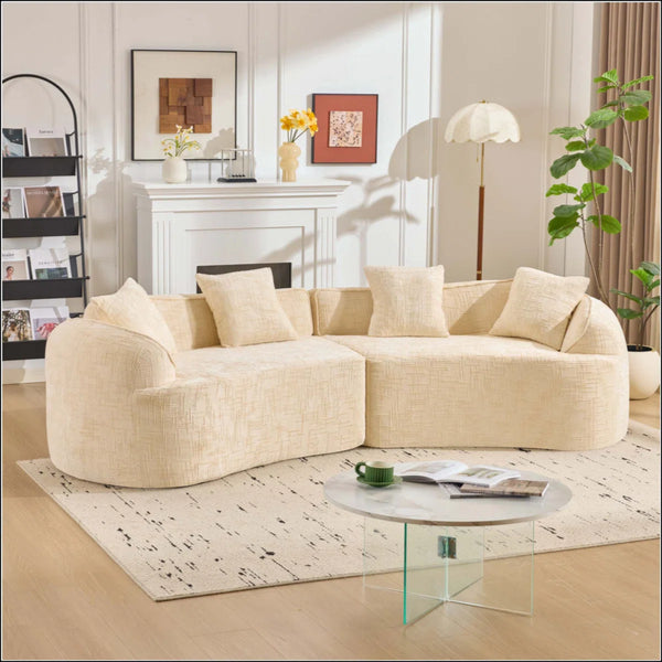 Curved Compressed Sofa, Creative Nordic-Style Design For Living Room, Comfortable, Soft And Suitable For Multiple Scenarios  Wooden Bazar