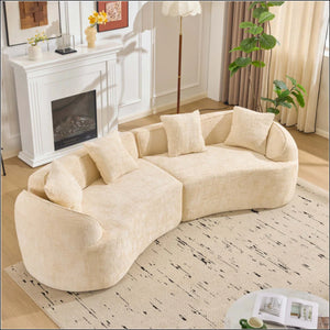 Curved Compressed Sofa, Creative Nordic-Style Design For Living Room, Comfortable, Soft And Suitable For Multiple Scenarios  Wooden Bazar