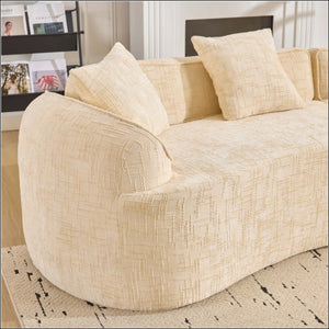 Curved Compressed Sofa, Creative Nordic-Style Design For Living Room, Comfortable, Soft And Suitable For Multiple Scenarios  Wooden Bazar