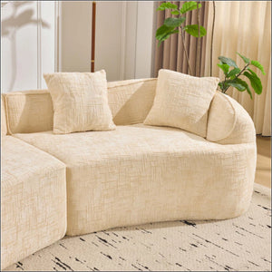 Curved Compressed Sofa, Creative Nordic-Style Design For Living Room, Comfortable, Soft And Suitable For Multiple Scenarios  Wooden Bazar
